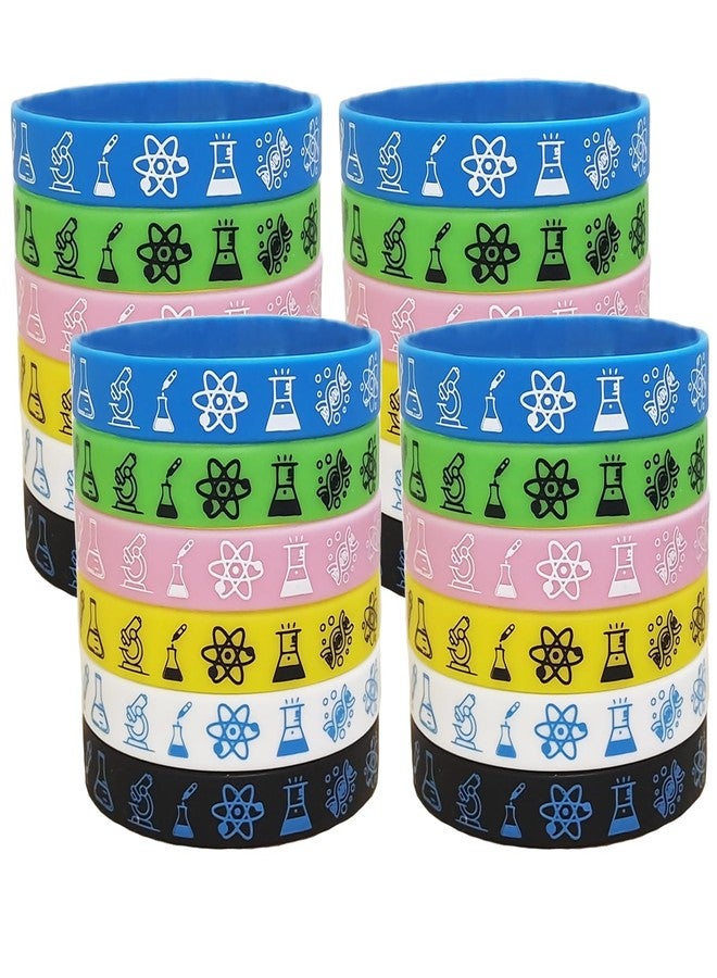ATSMOICY 24 Science Rubber Silicones Wristbands Future Mad Scientist Natural Science Arts Birthday Party Favors Decorations - Image 1
